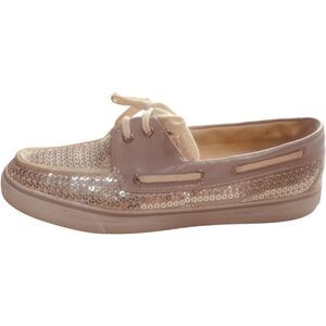 Sperry | Bahama Pewter Sequin Boat Shoes Sparkle Top-Siders | Size 10 | GUC